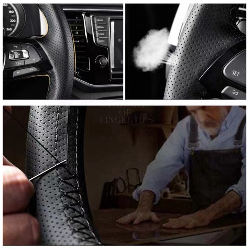Diy preto couro genuíno de fib - Fishing Boat Steering Wheel avaliação e preço